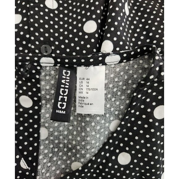 Divided by H&M Polka Dot Long Sleeve Blouse Black 14 - Picture 3 of 4
